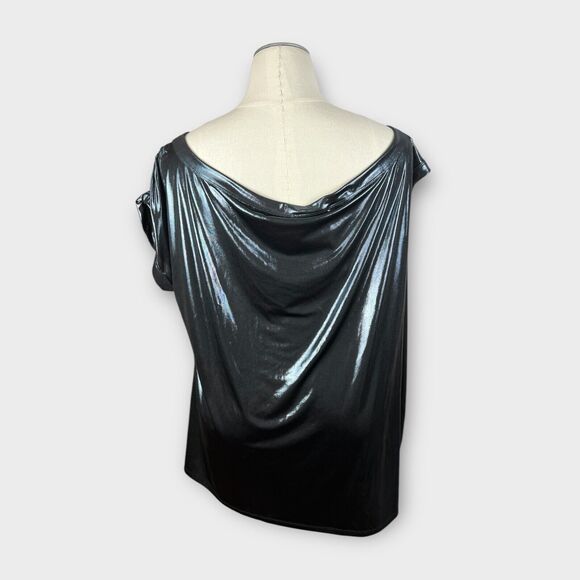 Torrid Silver Liquid Shine Off Shoulder Top Size 4 (4X/26) NEW Party Evening - Picture 6 of 9